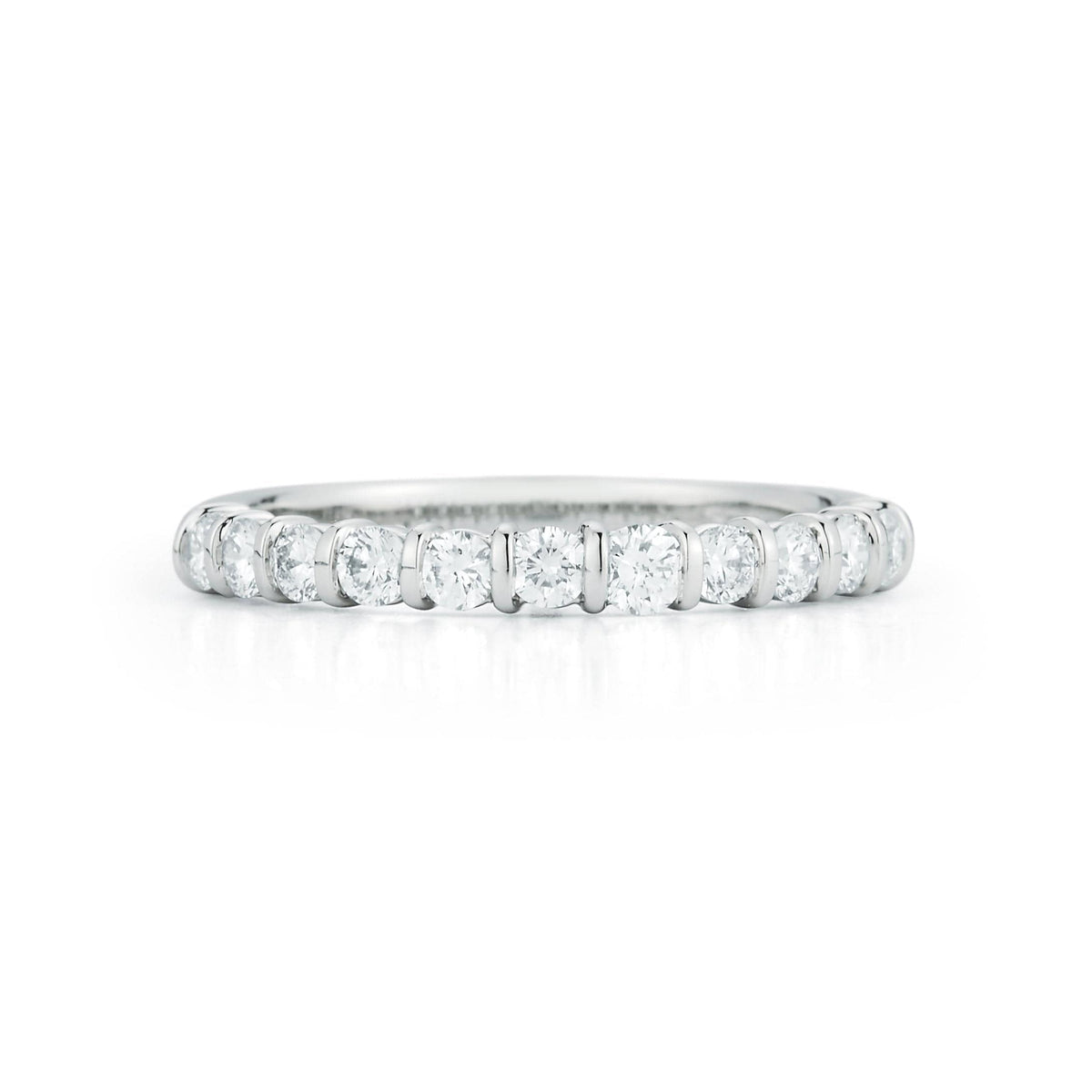 Platinum 11 Stone Bar Set Diamond Wedding Ring
