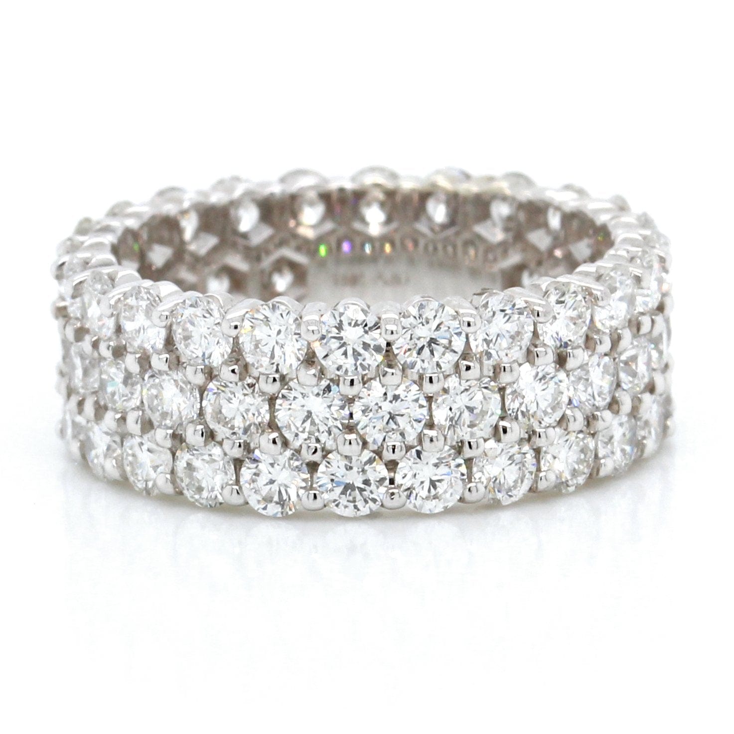 18K White Gold Three-Row Diamond Eternity Band