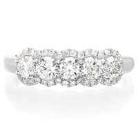 18K White Gold 5 Stone Diamond Halo Band