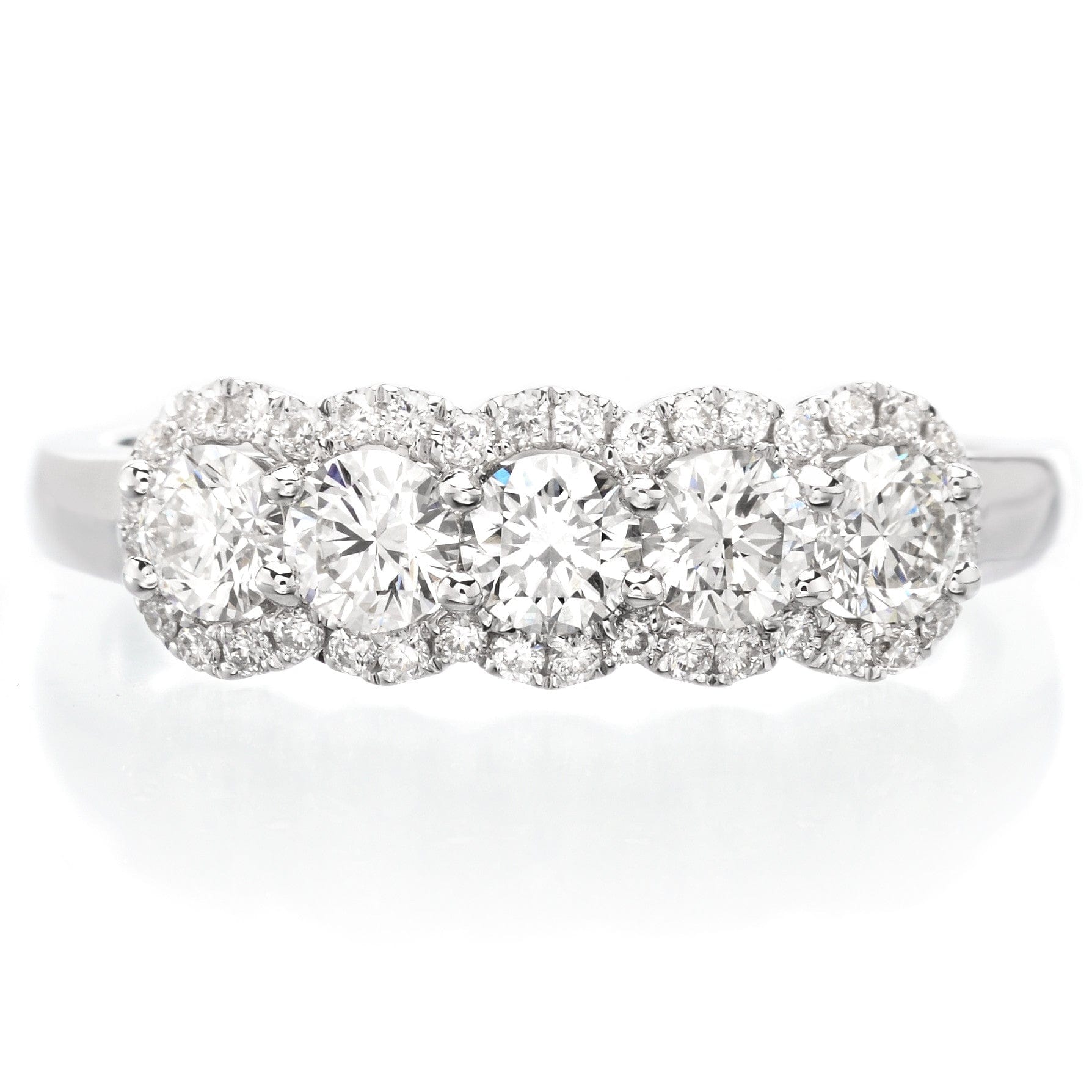 18K White Gold 5 Stone Diamond Halo Band