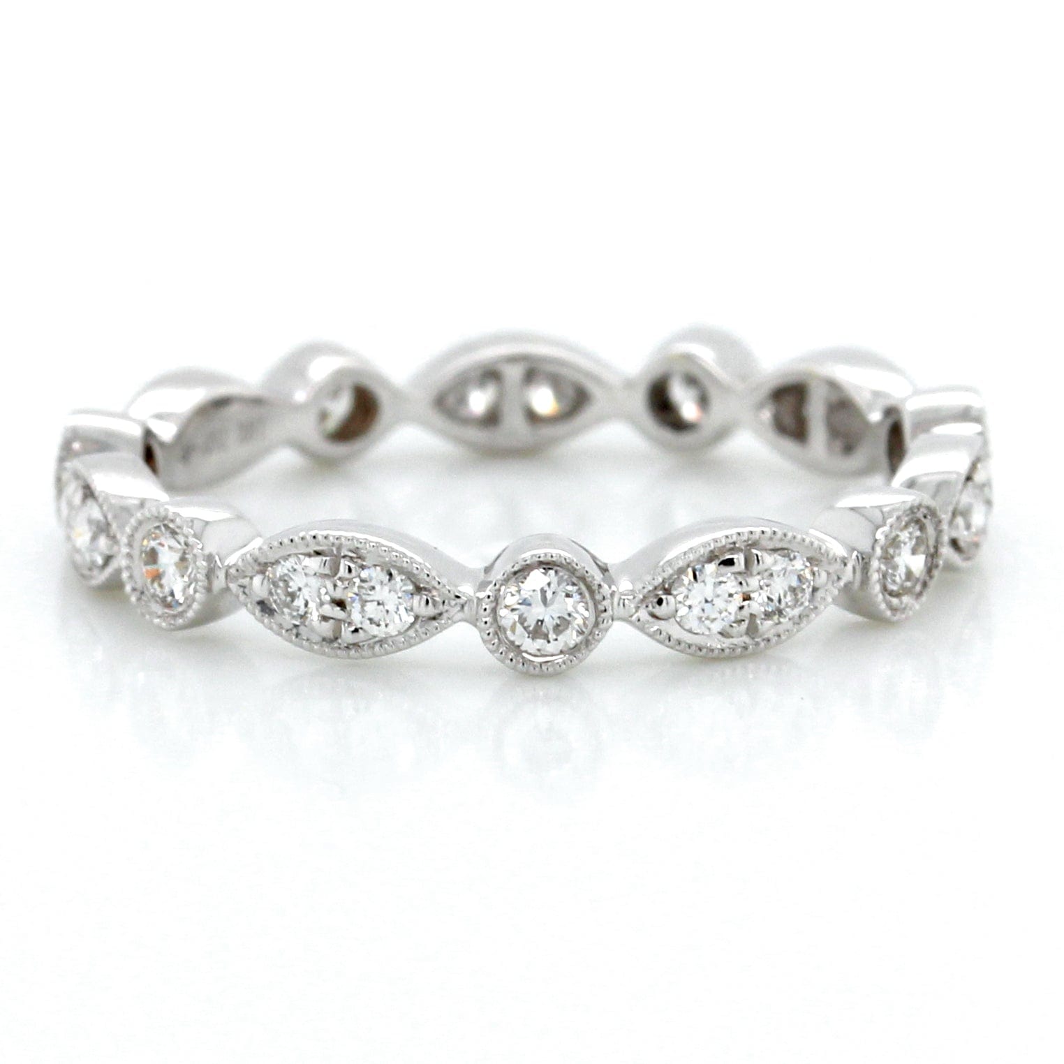18K White Gold Marquise and Round Bezel Eternity Band