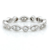 18K White Gold Marquise and Round Bezel Eternity Band
