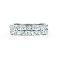 18K White Gold Double Pave Diamond Row Band