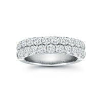 18K White Gold Double Pave Diamond Row Band