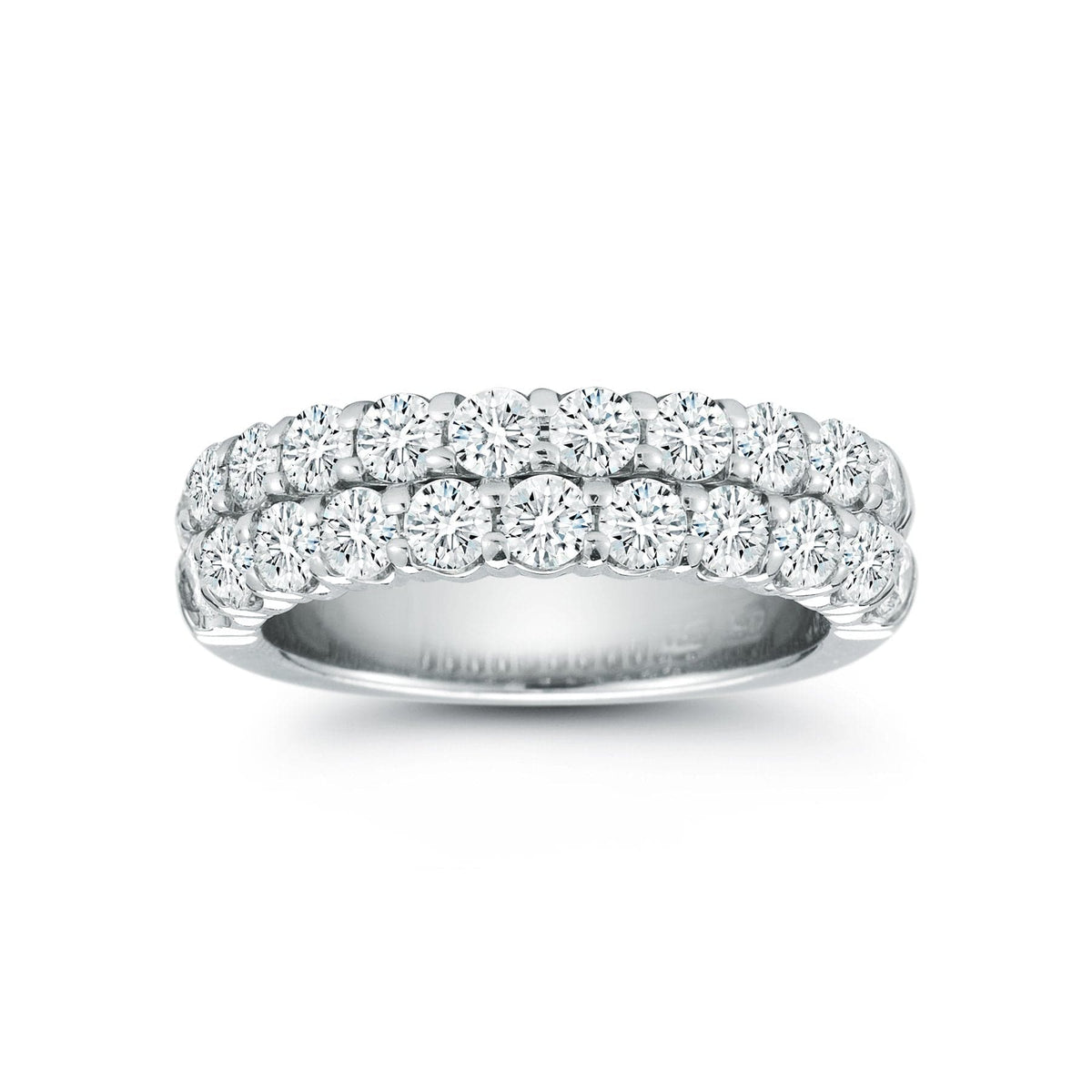 18K White Gold Double Pave Diamond Row Band