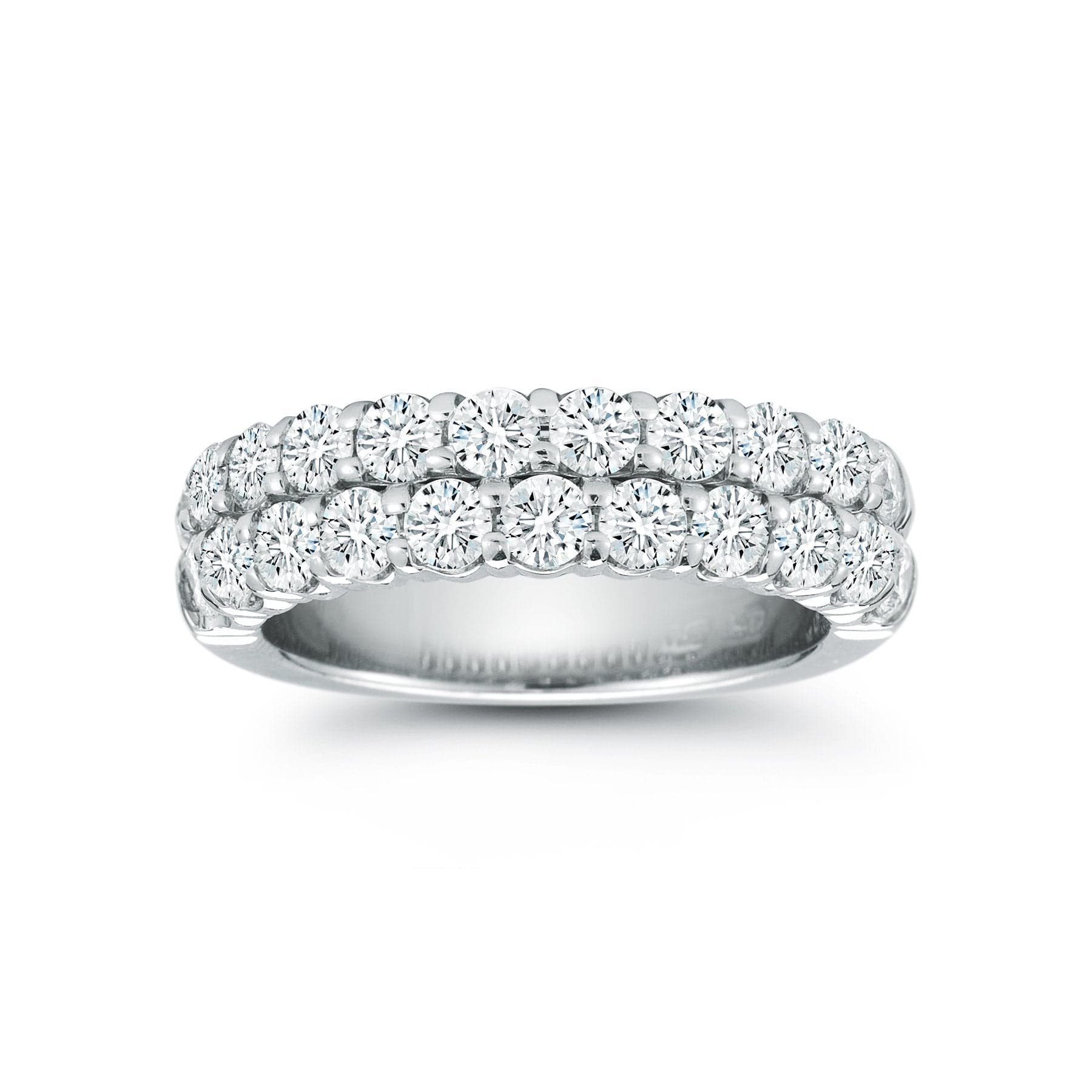 18K White Gold Double Pave Diamond Row Band