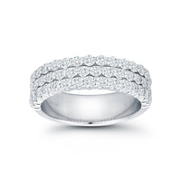 18K White Gold 3 Row Diamond Band