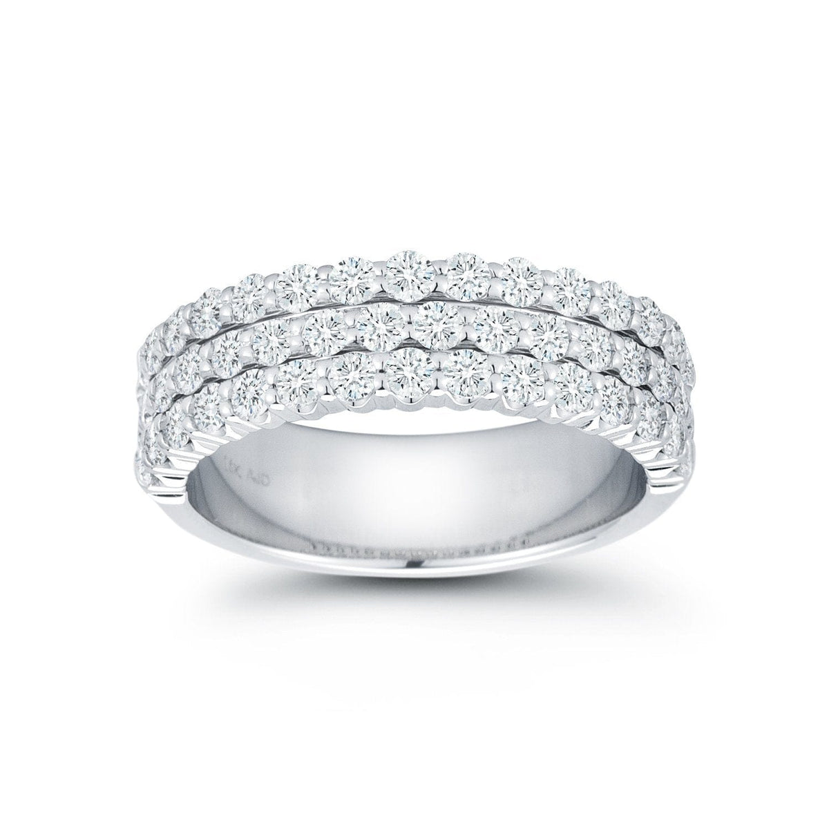 18K White Gold 3 Row Diamond Band