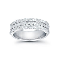 18K White Gold 3 Row Diamond Band