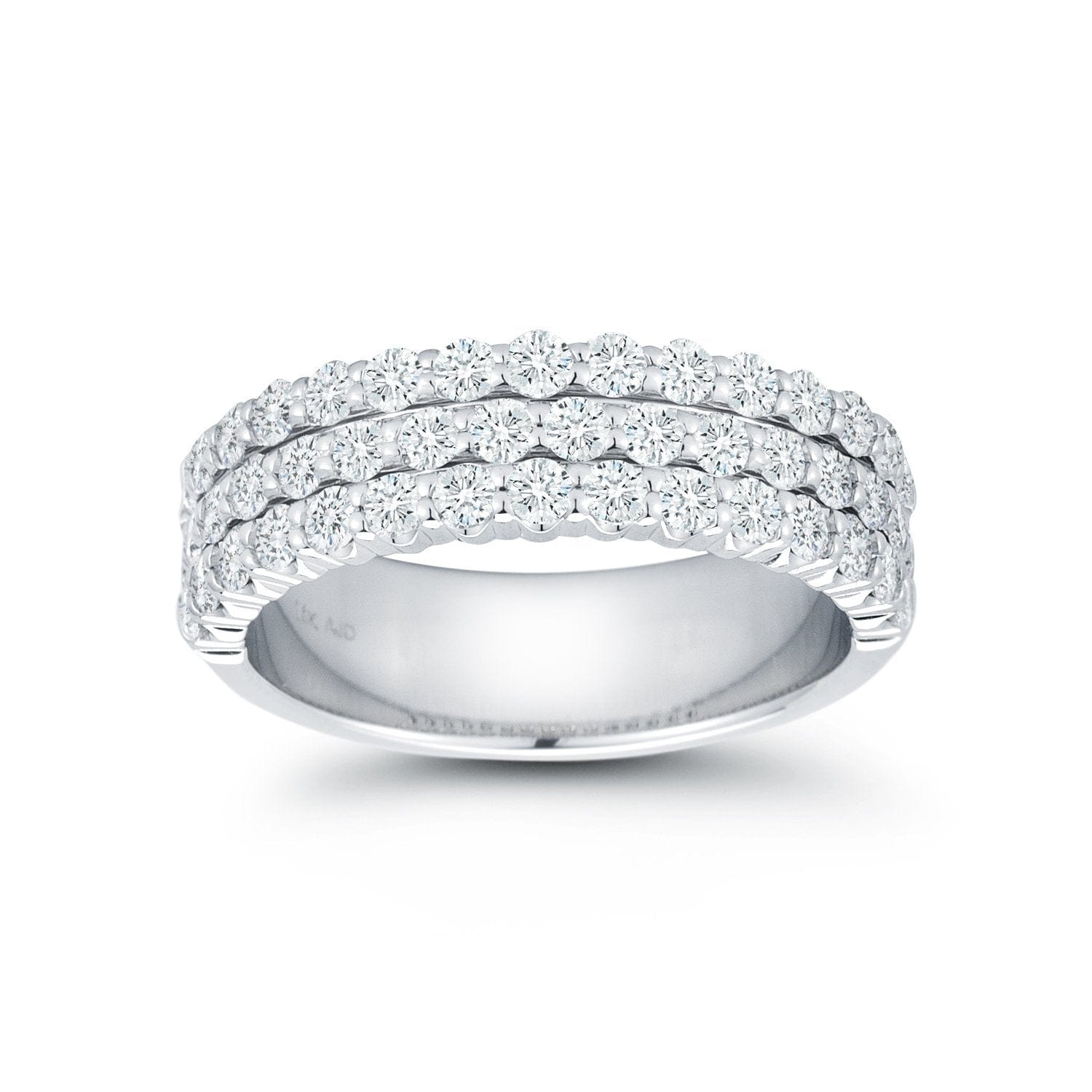 18K White Gold 3 Row Diamond Band