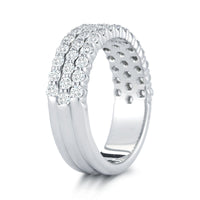 18K White Gold 3 Row Diamond Band