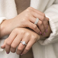18K White Gold Double Row Diamond Wedding Ring