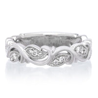 18K White Gold Diamond Filigree Band 