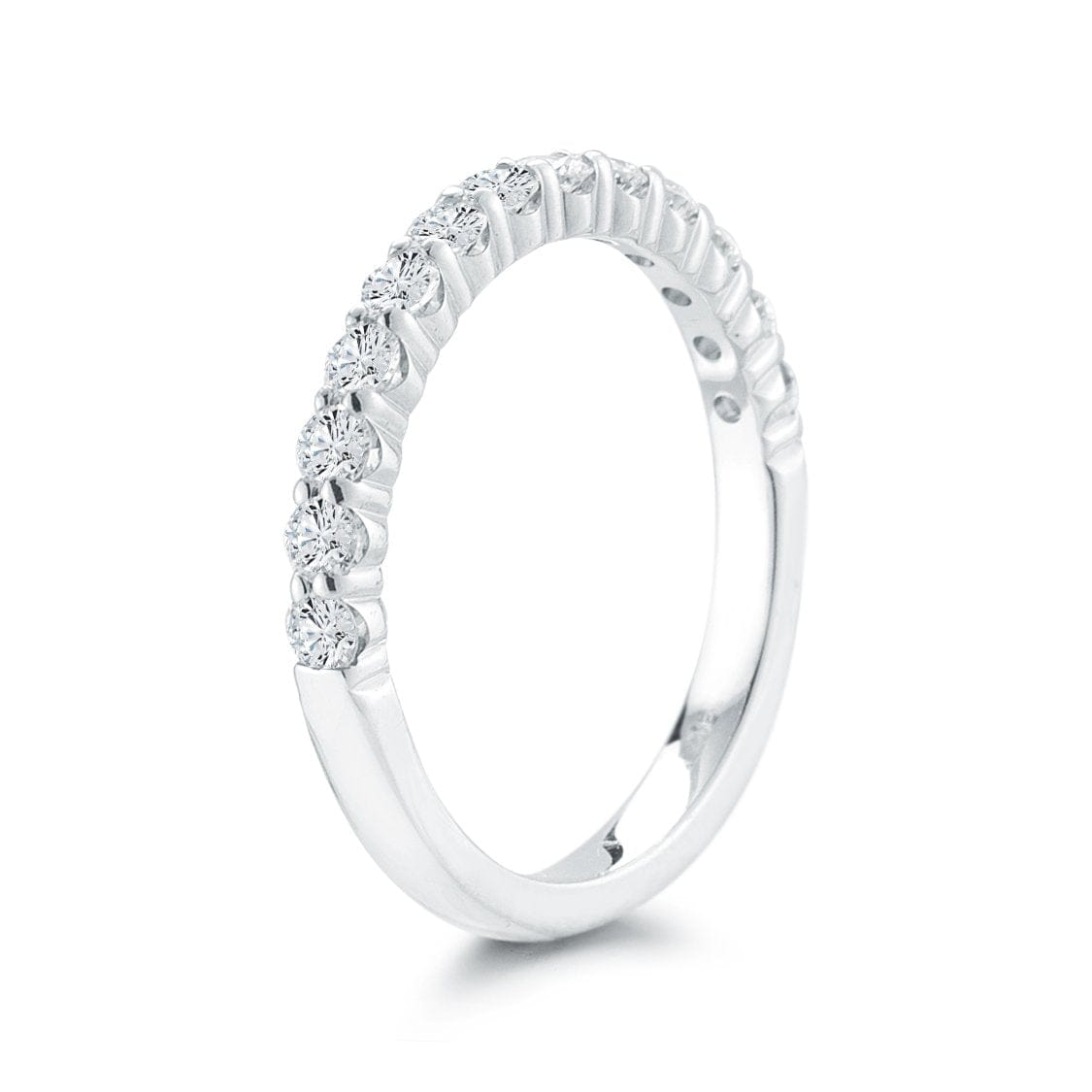 18K White Gold 13 Stone Round Diamond Wedding Ring