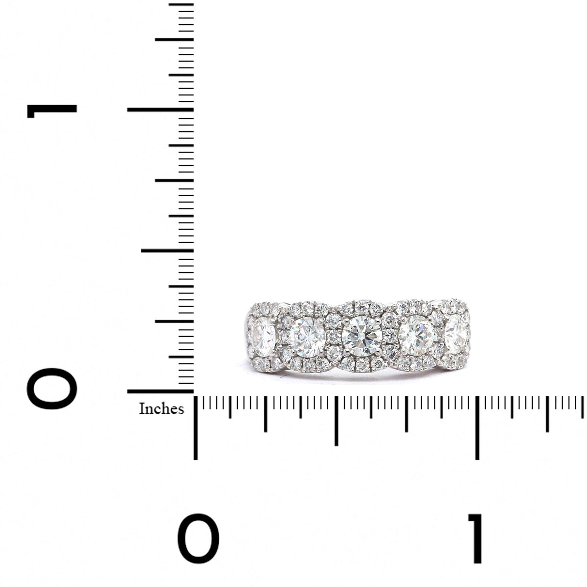 18K White Gold 5 Stone Diamond Halo Band