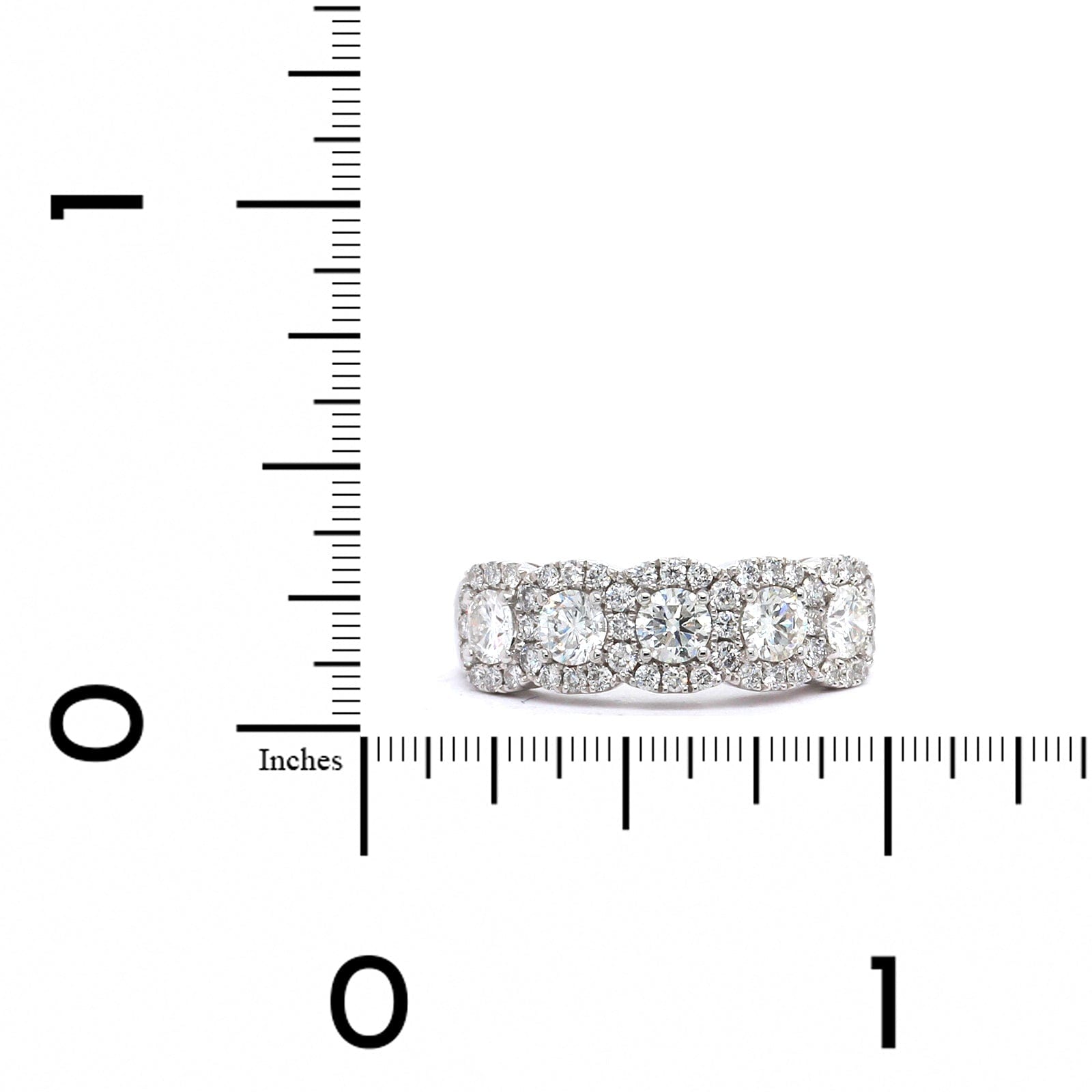 18K White Gold 5 Stone Diamond Halo Band