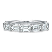 18K White Gold 5 Stone Emerald Cut Diamond Band