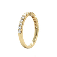 18K Yellow Gold 15 Stone Prong Set Diamond Wedding Ring