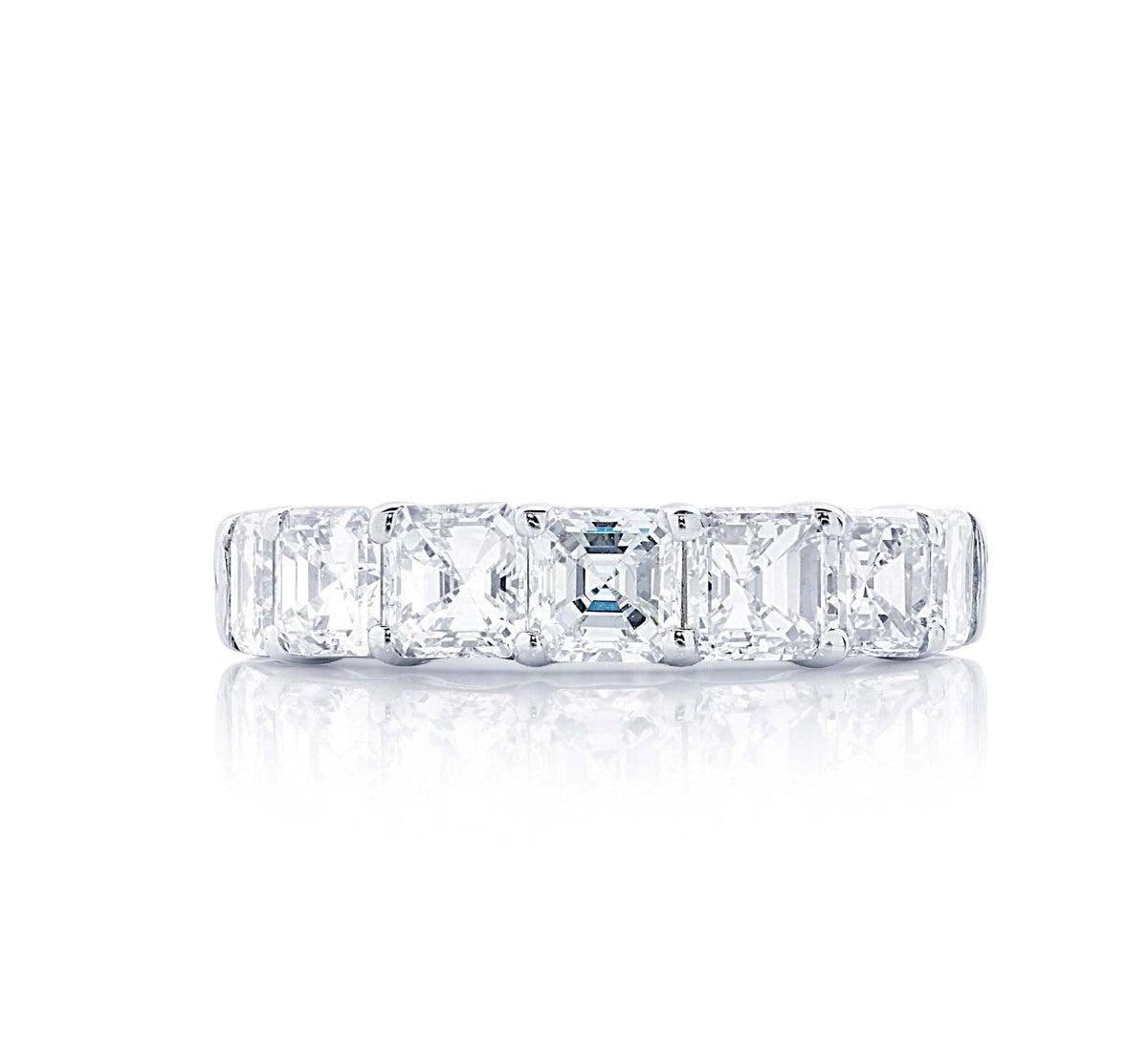 Platinum Square Emerald Cut Diamond Band