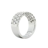 18K White Gold Prong Set 3 Row Diamond Band