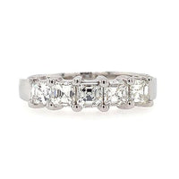 18K White Gold 5 Stone Asscher Diamond Band