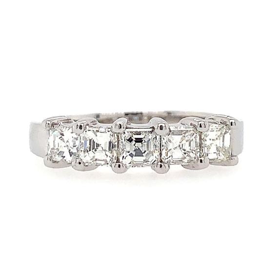 18K White Gold 5 Stone Asscher Diamond Band