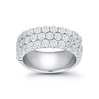 18K White Gold 3 Row Diamond Band
