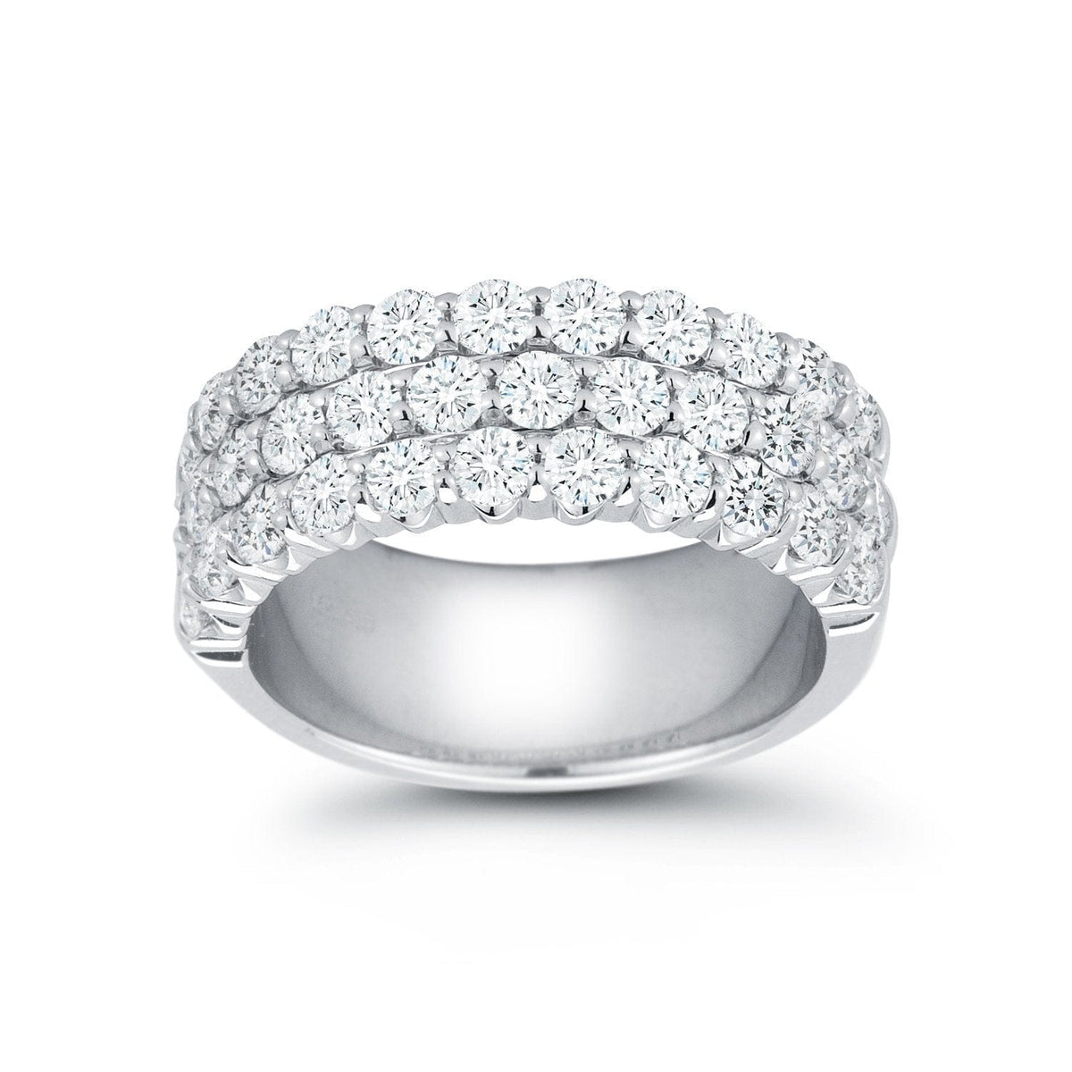 18K White Gold 3 Row Diamond Band