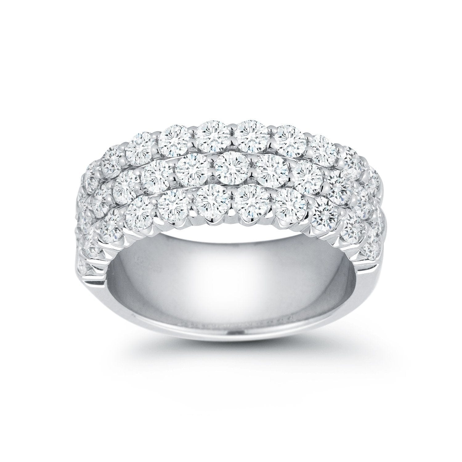 18K White Gold 3 Row Diamond Band