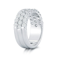 18K White Gold 3 Row Diamond Band