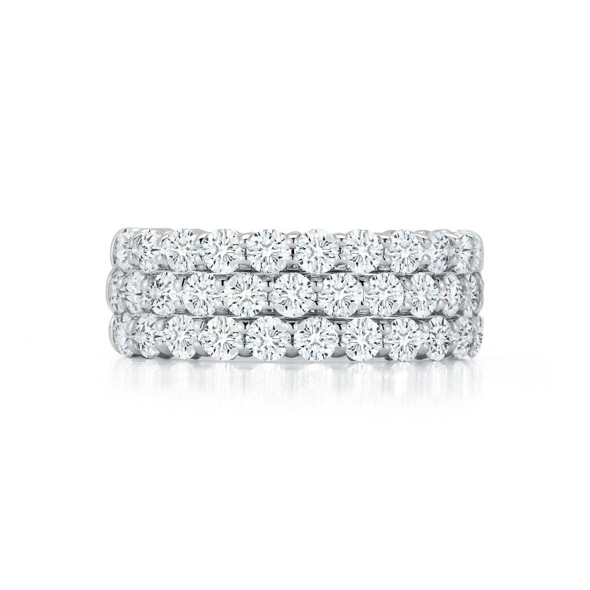 18K White Gold 3 Row Diamond Band