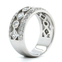 18K White Gold Round and Princess Cut Diamond Band, Longs Jewelers