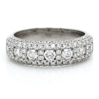 14K White Gold Seven Stone Diamond Pave Band