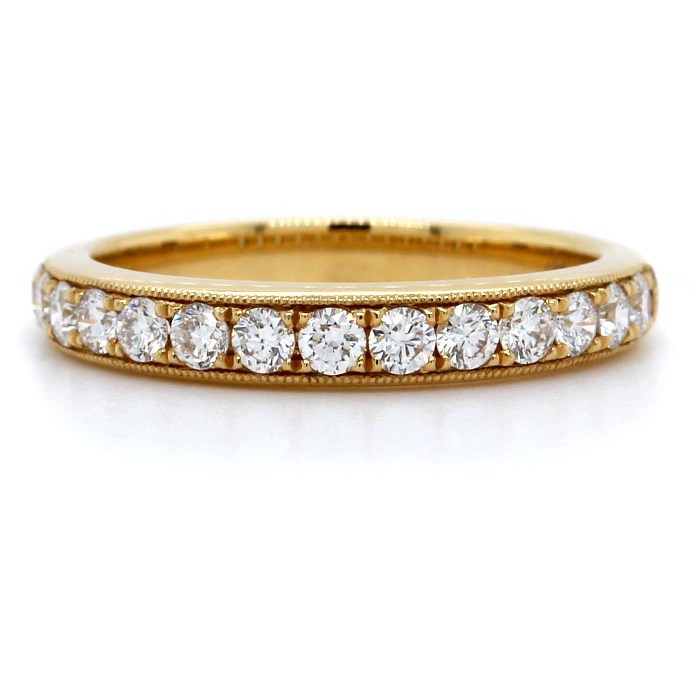 18K Yellow Gold Diamond Milgrain Band