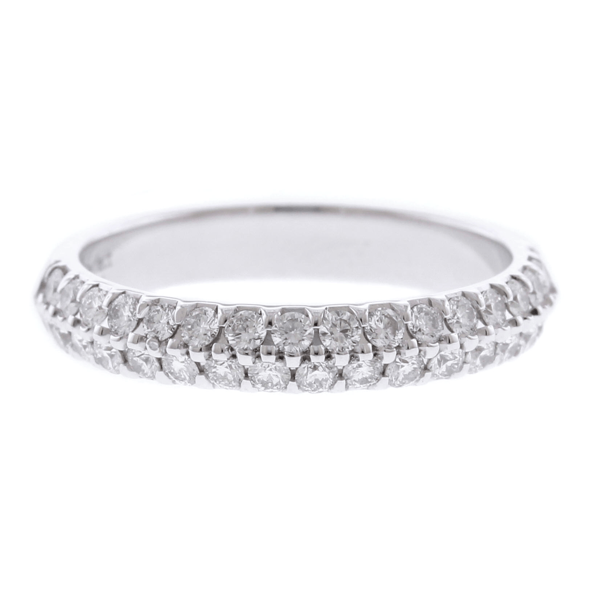 14K White Gold 2 Row Knife Edge Diamond Band