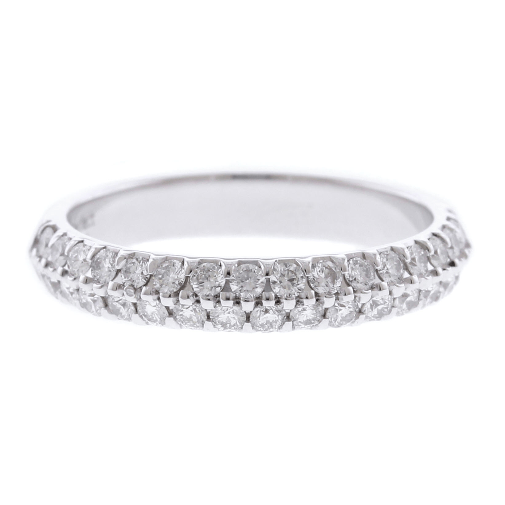 14K White Gold 2 Row Knife Edge Diamond Band