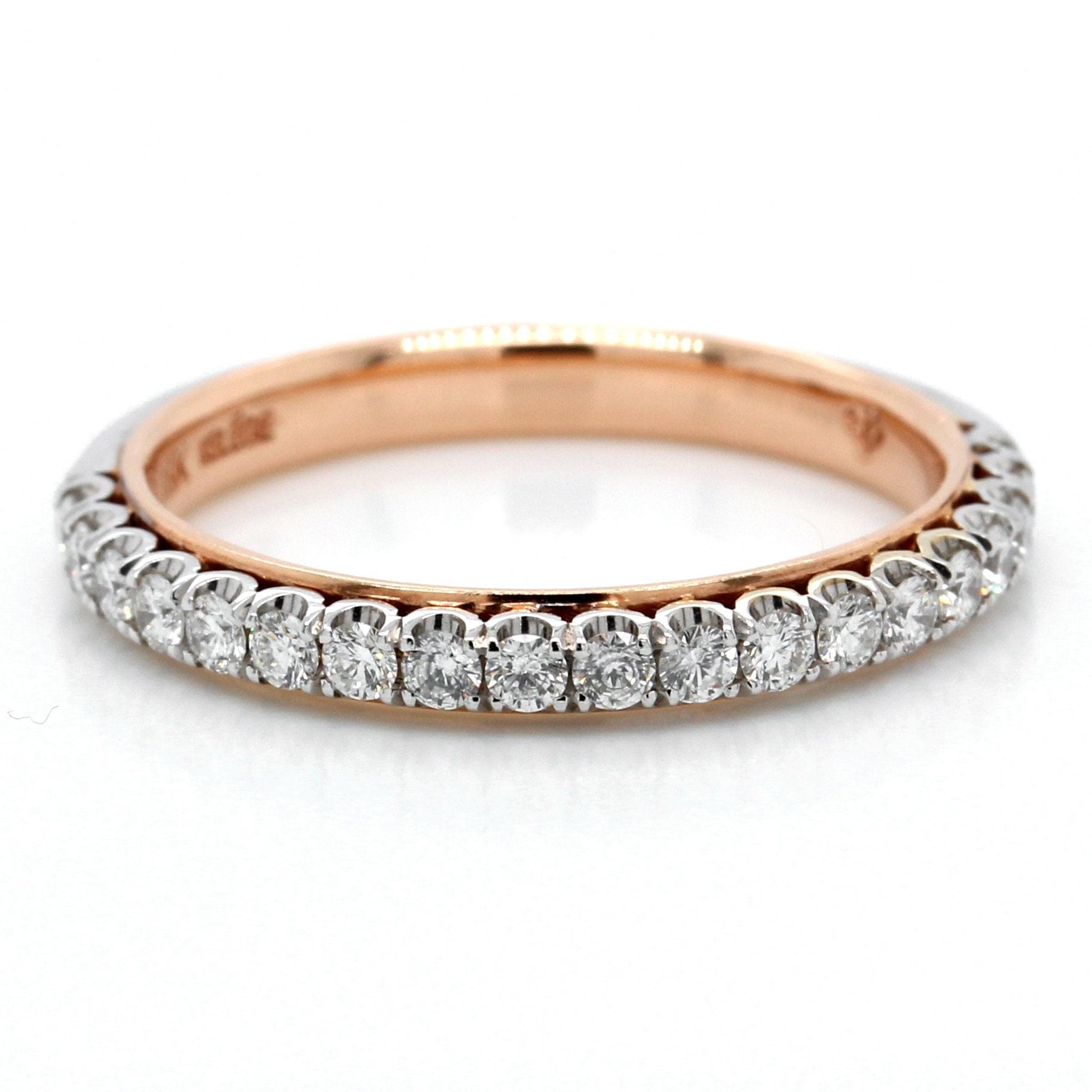 18K White Gold and 14K Rose Gold Engraved Diamond Band