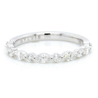 18K White Gold Alternating Round and Marquise Diamond Band