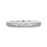 18K White Gold Semi Bezel Set Milgrain Wedding Band