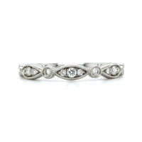 18K White Gold Marquise and Round Milgrain Wedding Band