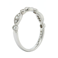 18K White Gold Marquise and Round Milgrain Wedding Band