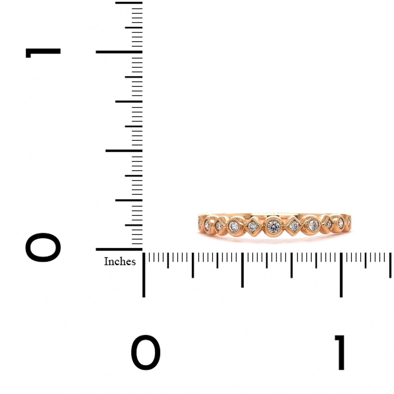 18K Rose Gold Alternate Shape Milgrain Wedding Band