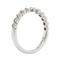 18K White Gold Semi Bezel Set Milgrain Wedding Band