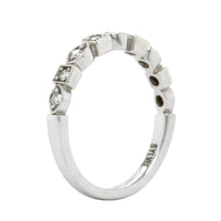 18K White Gold Alternating Square and Marquise Wedding Band