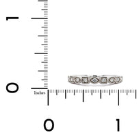 18K White Gold Alternating Square and Marquise Wedding Band