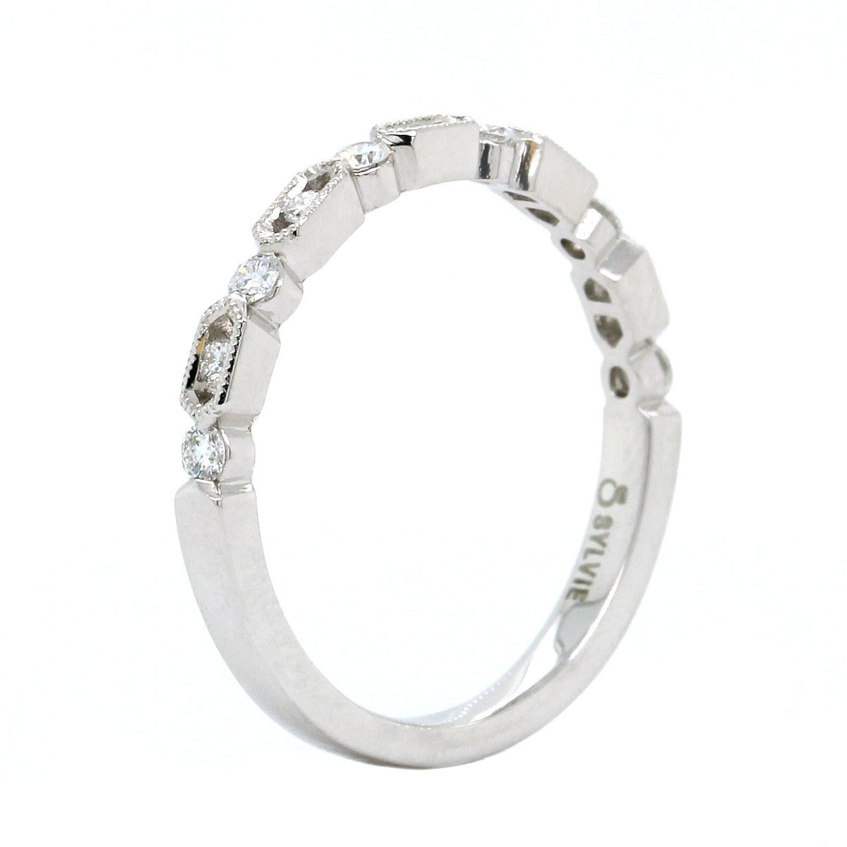 Platinum Alternating Shape Milgrain Wedding Band