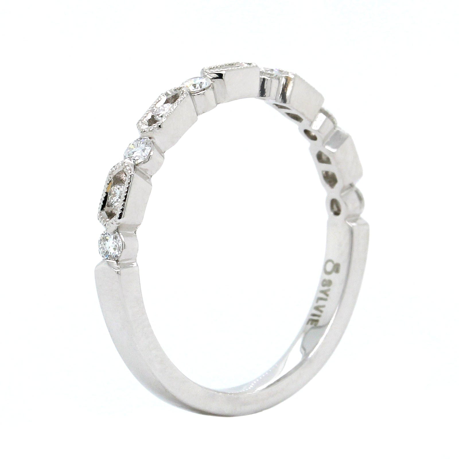 Platinum Alternating Shape Milgrain Wedding Band