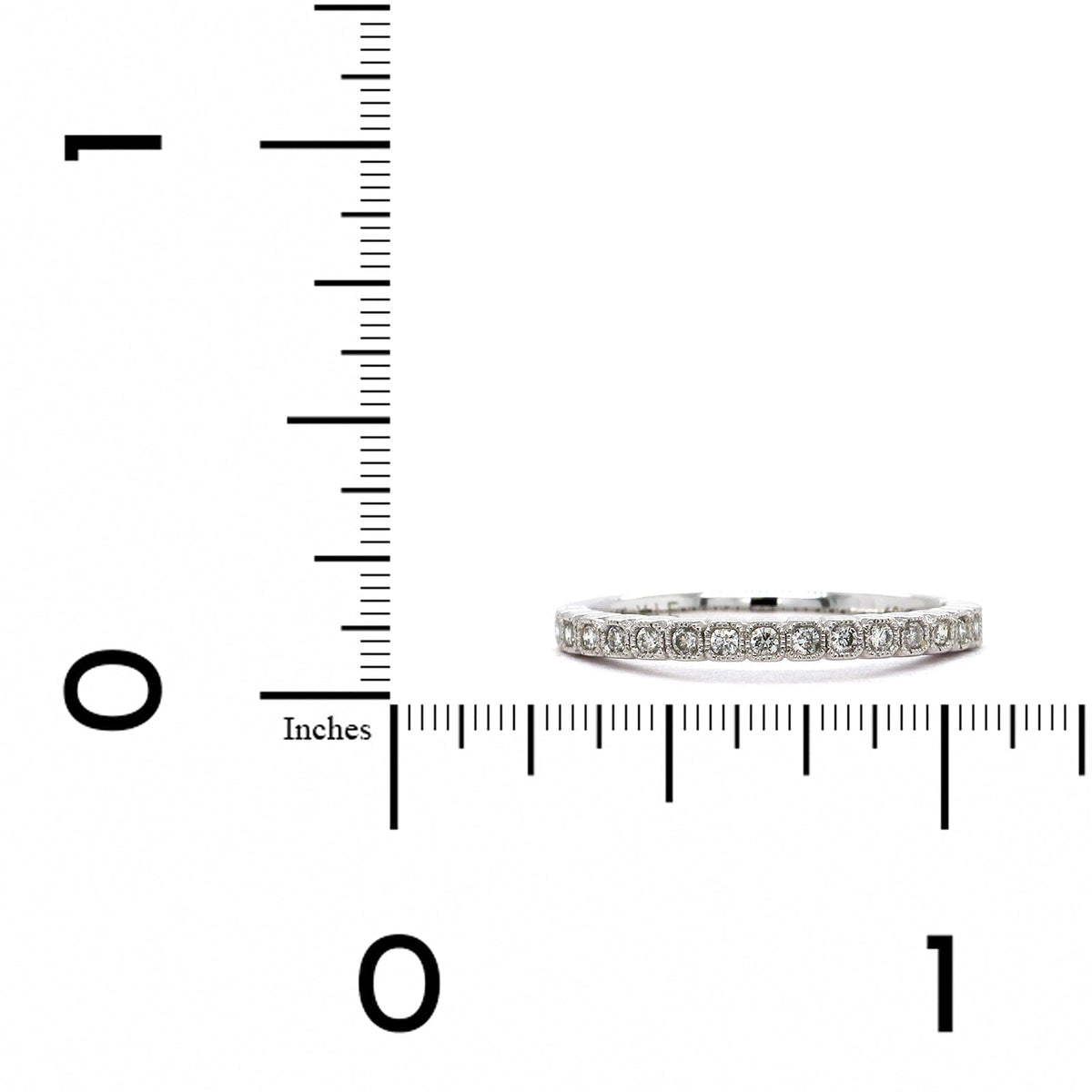 18K White Gold Bezel Set Milgrain Wedding Band