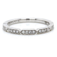 18K White Gold Round Milgrain Station Diamond Band