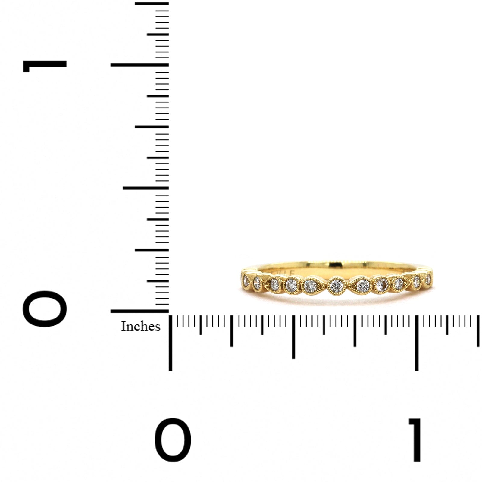 18K Yellow Gold Alternating Shape Milgrain Wedding Band